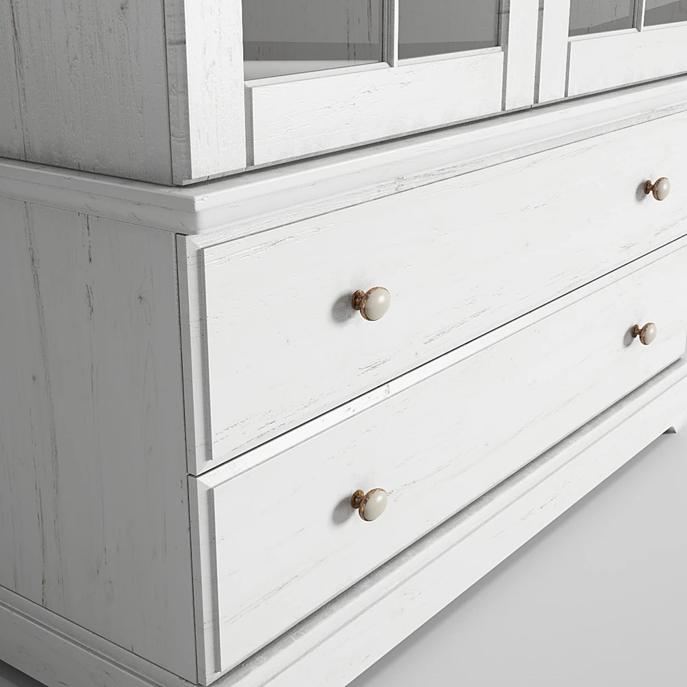 Small Bookcase Showcase with Distressed White Wood Finish (2)