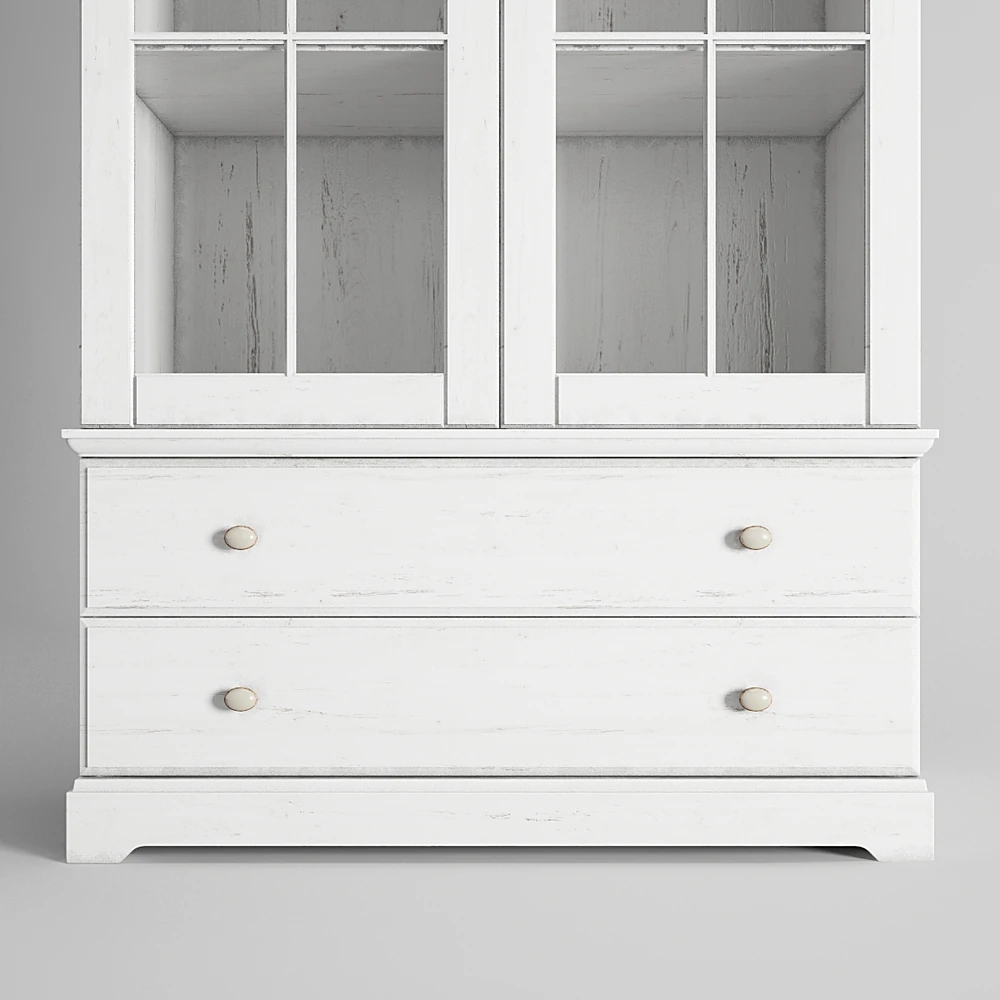Small Bookcase Showcase with Distressed White Wood Finish (3)