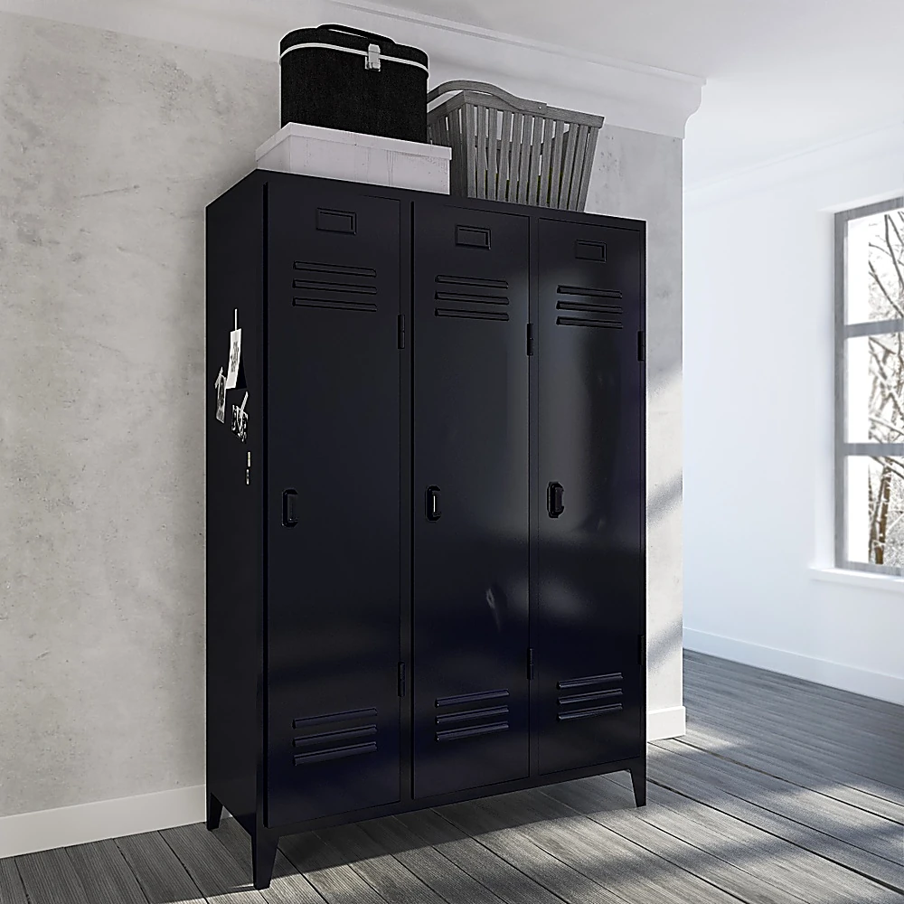 Utility Cabinet with Black Metal and Three Doors