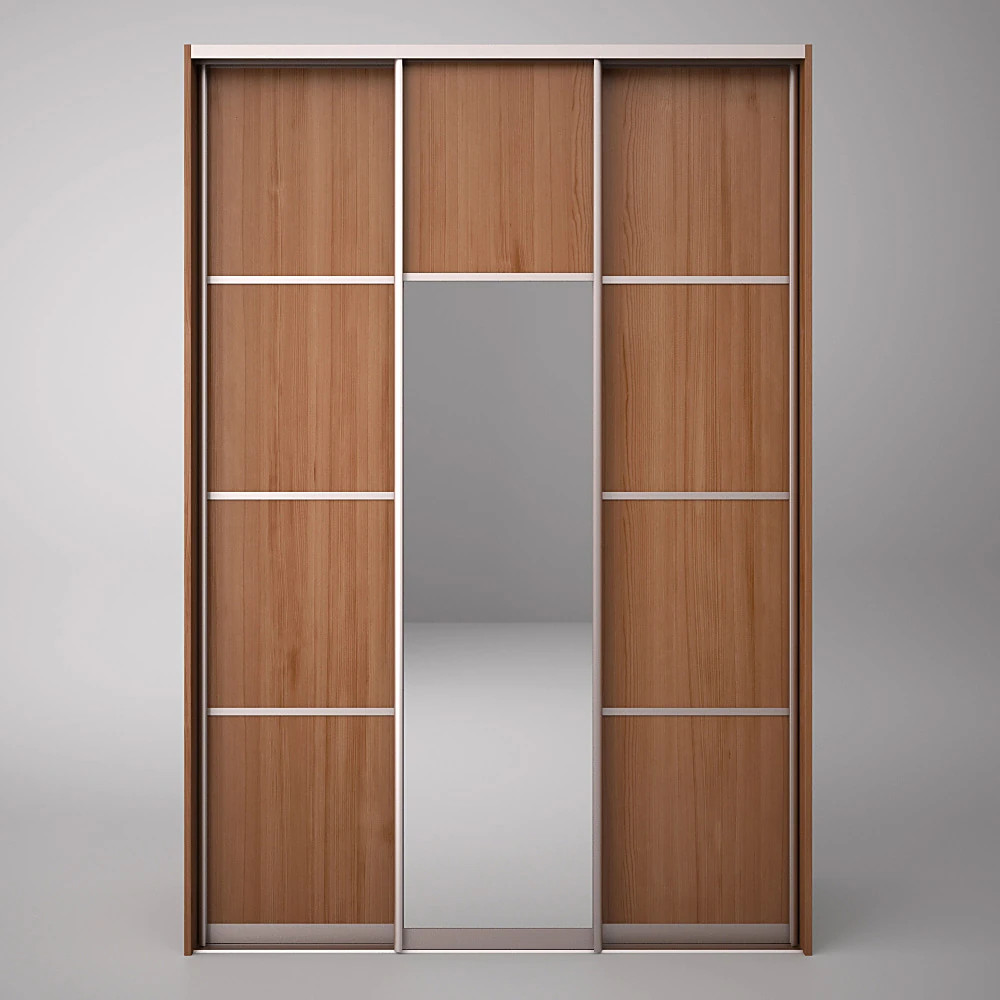 Built-in Wardrobe with Mirror Doors and Wood Finish (2)
