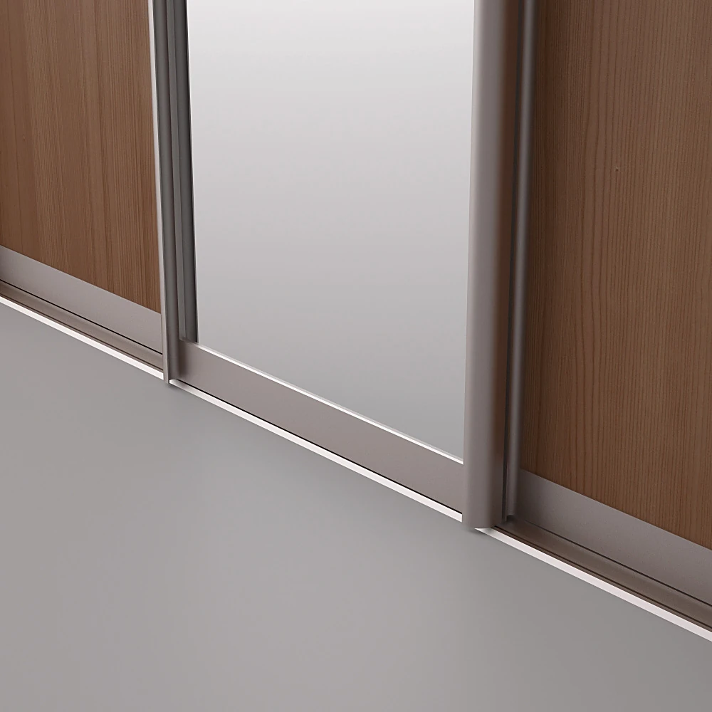 Built-in Wardrobe with Mirror Doors and Wood Finish (3)