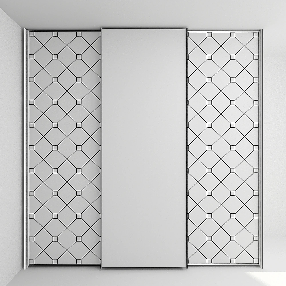 Sliding Wardrobe with Patterned Glass and Mirror (3)