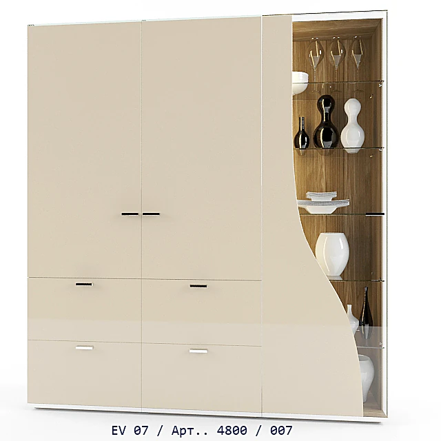 Modern Wardrobe with Curved Panels and Glossy Finish (2)