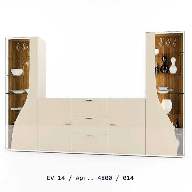 Modern Wardrobe with Curved Panels and Glossy Finish (3)