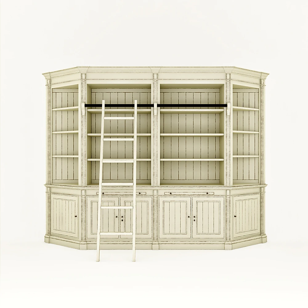 Classic Wooden Library with Ladder