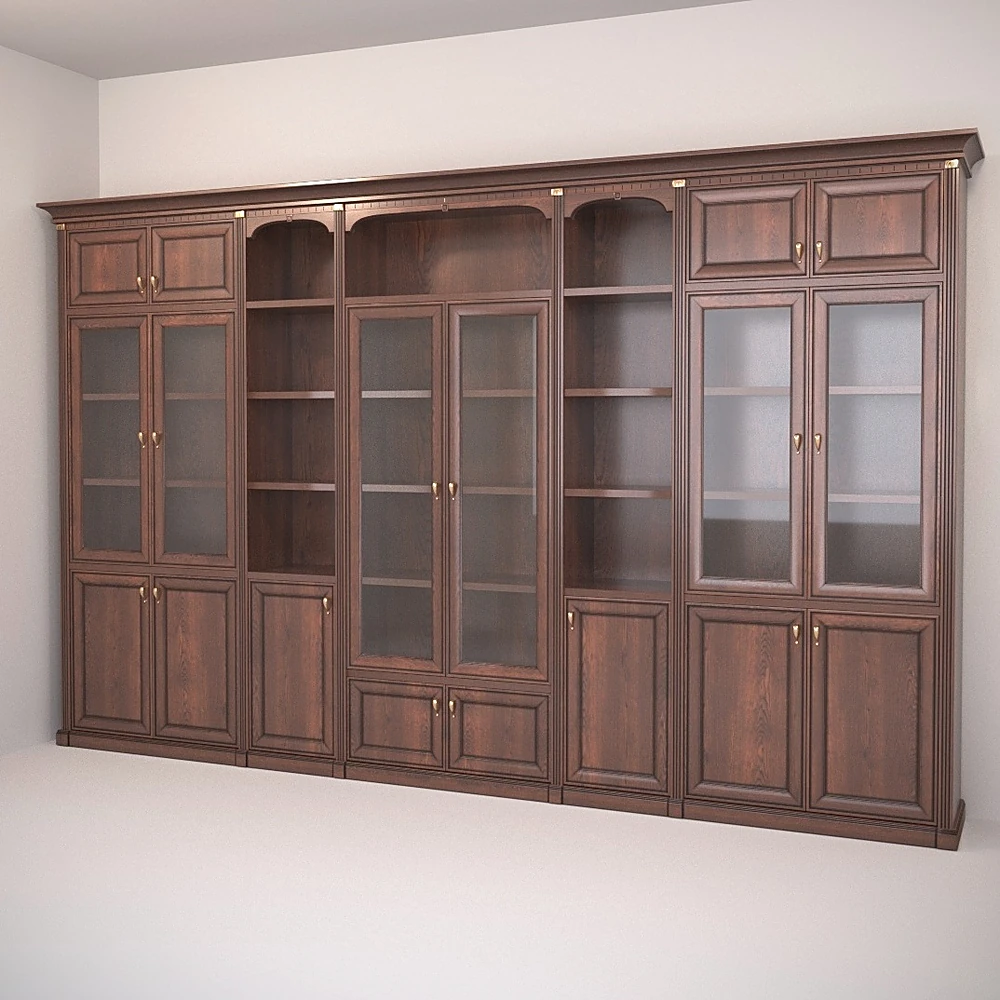 Classic Wood and Glass Bookcase Library
