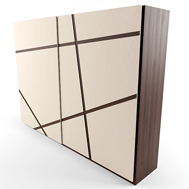 Coupe Wardrobe with Geometric Wood Panels