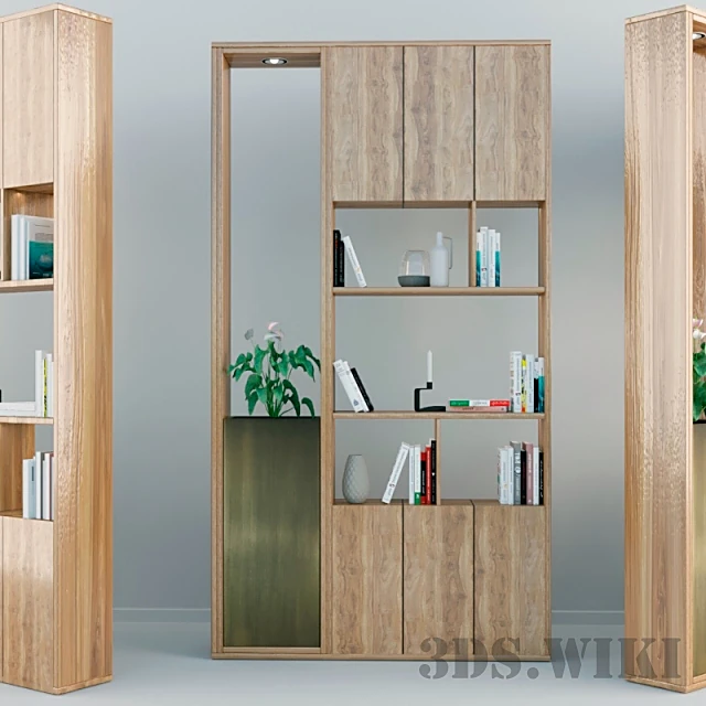 Display Cabinet with Wooden Shelves and Cabinets (2)