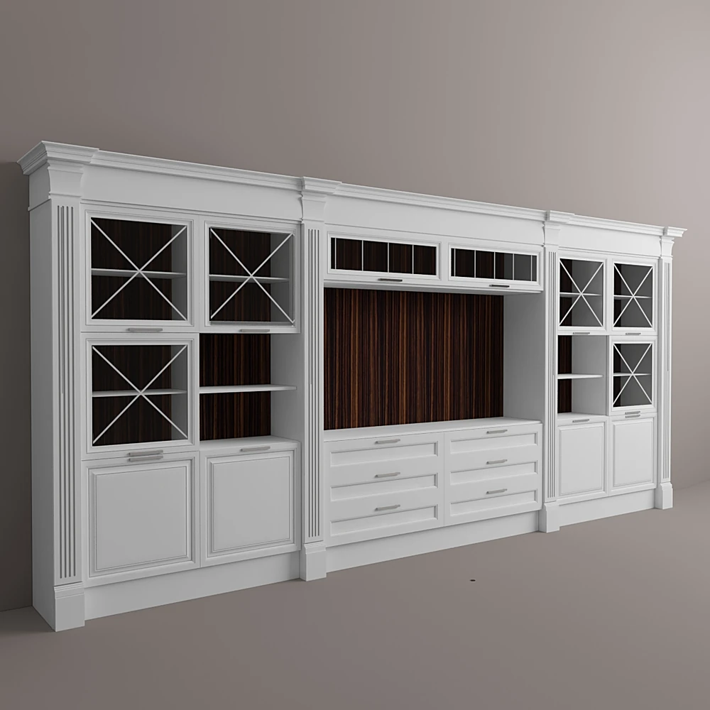 Classic Living Room Wall Unit with White Finish