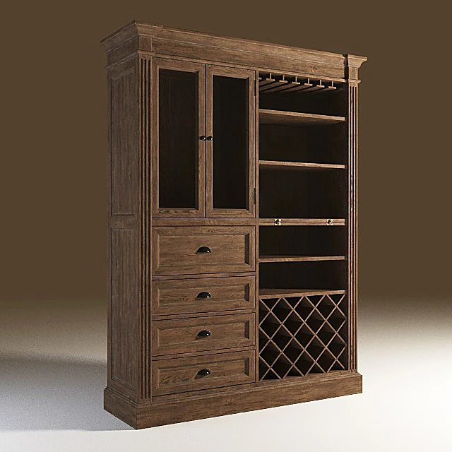 Wooden Wine Cabinet with Classic Design and Wine Rack