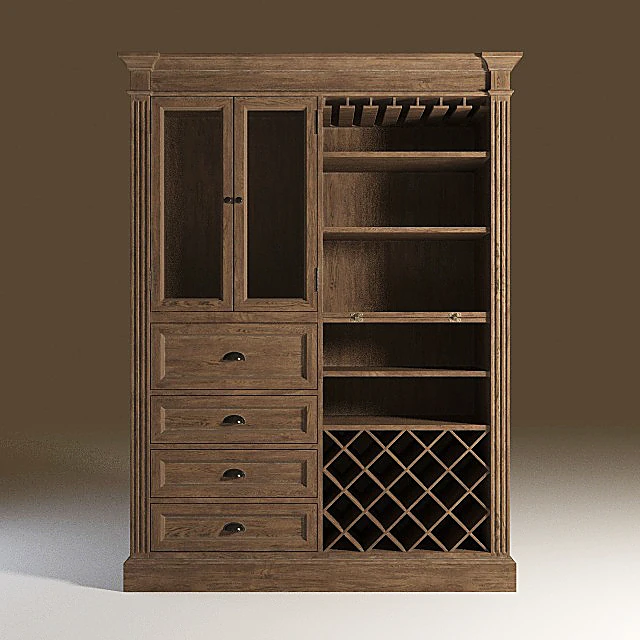 Wooden Wine Cabinet with Classic Design and Wine Rack (2)