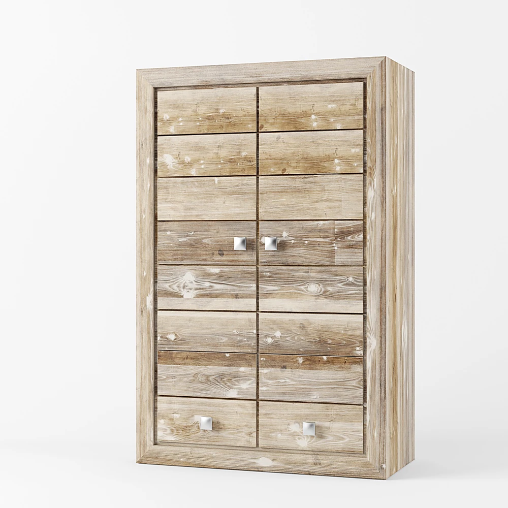 Wooden Wardrobe with Distressed Wood Finish