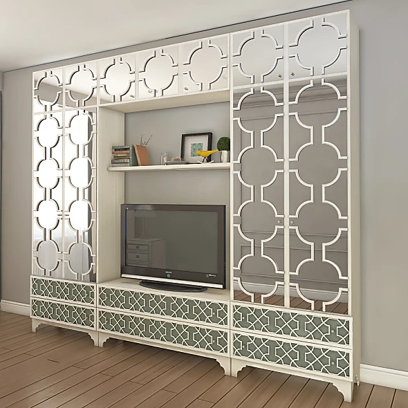 Contemporary Wardrobe with Mirrored Geometric Doors
