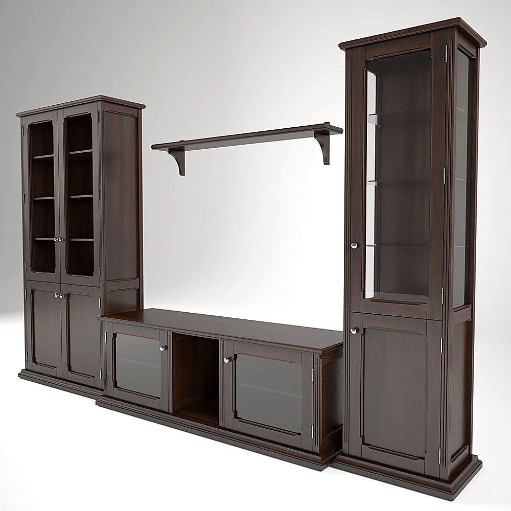 Living Room Wardrobe Set with Classic Dark Wood (3)
