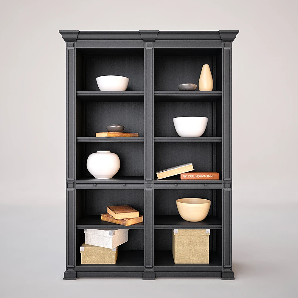 Classic Dark Wood Cabinet with Shelves (2)