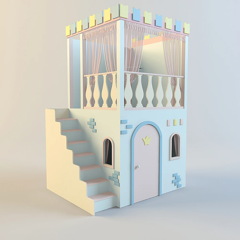 Children's Castle Playhouse with Pastel Colors