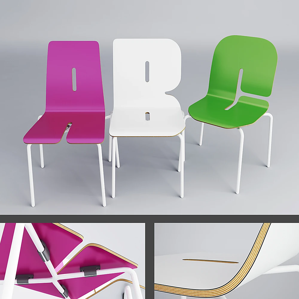 Children's Chairs with Letter-Shaped Backrests
