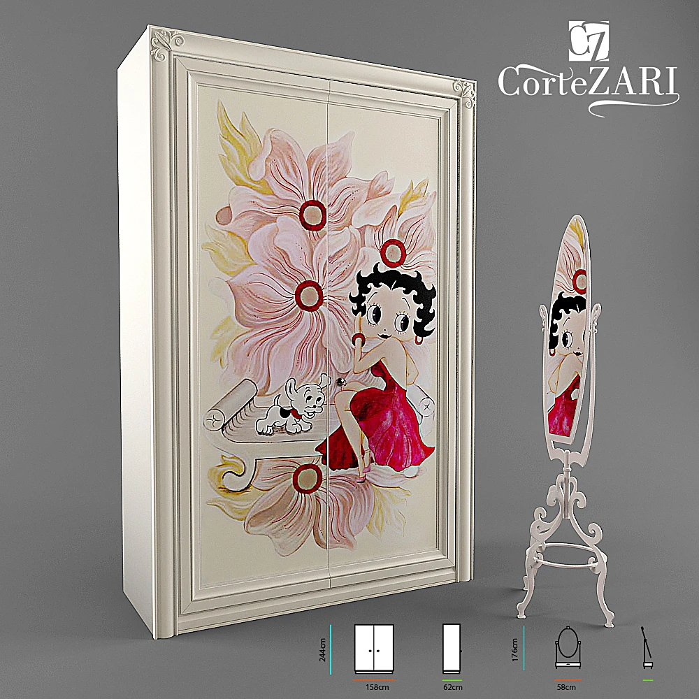 Children's Wardrobe and Mirror Set for girls by CorteZari