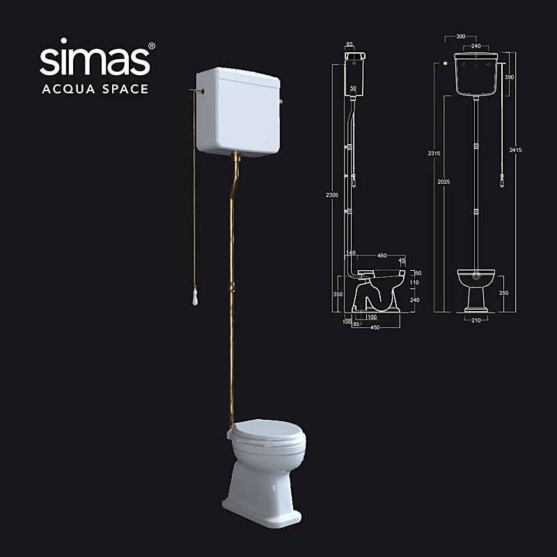 High-level Toilet Londra LO901 + LO902 by Simas