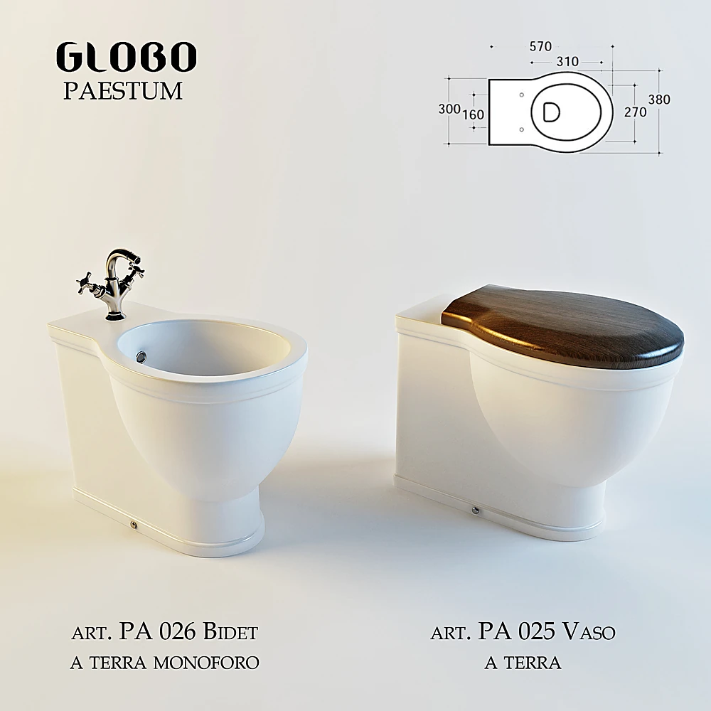 Toilet and Bidet Paestum by Globo