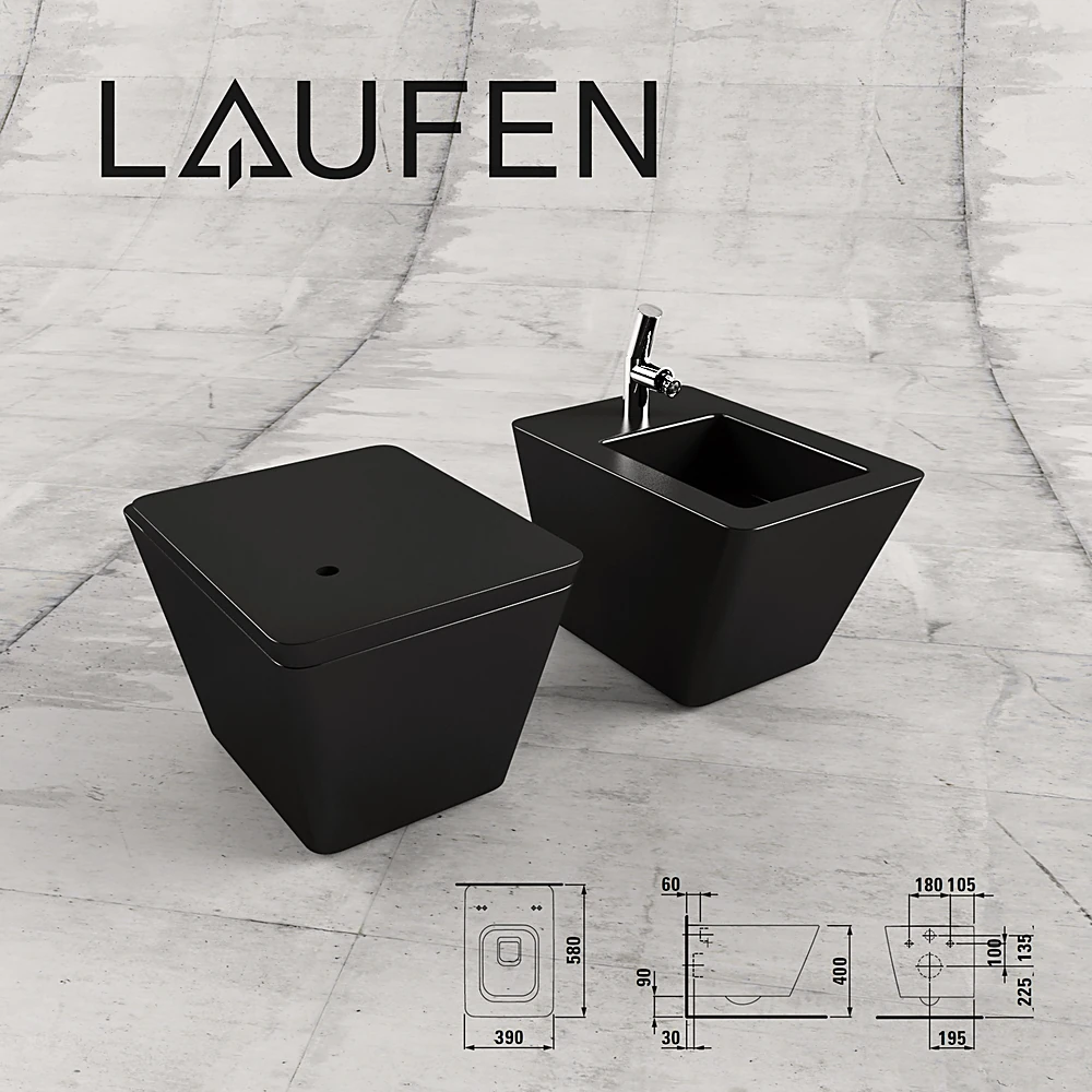 Toilet and Bidet Set Alessi Collection by Laufen