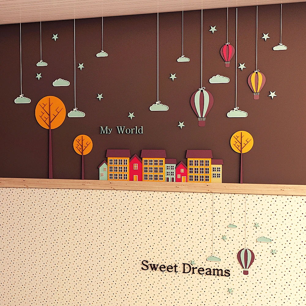 Volumetric Wall Decor with Children's Landscape