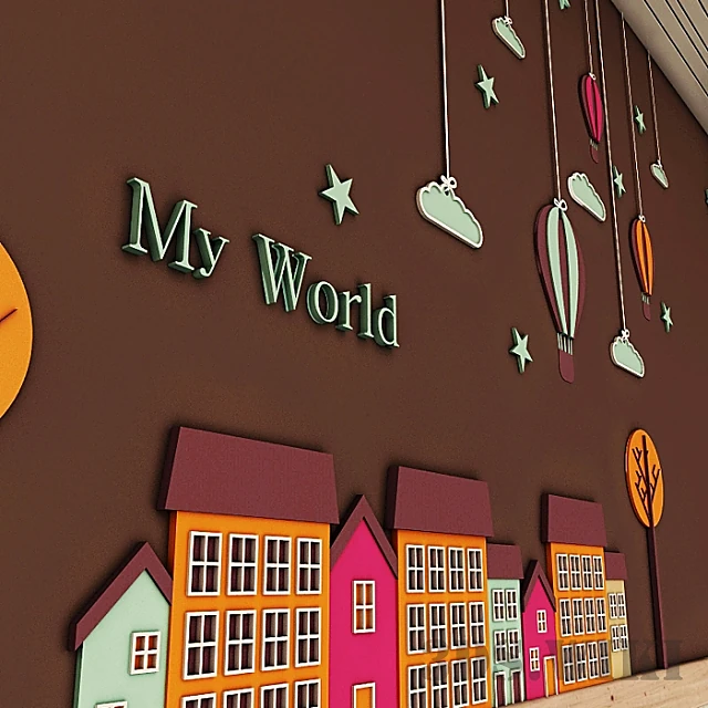 Volumetric Wall Decor with Children's Landscape (2)