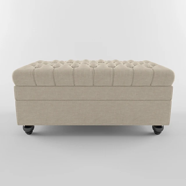 Tufted Fabric Ottoman Bench with Storage (2)