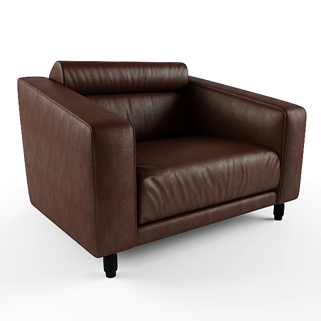 Modern Brown Leather Armchair