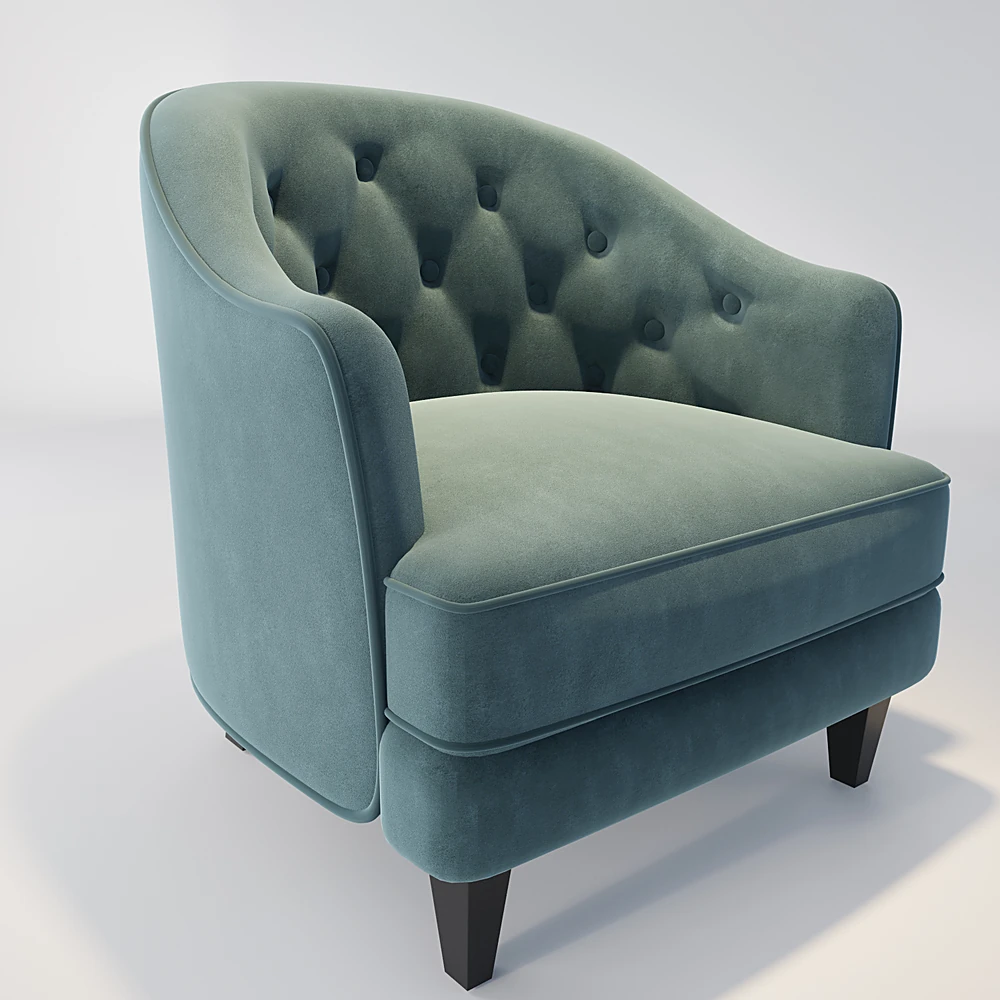 Classic Tufted Fabric Armchair