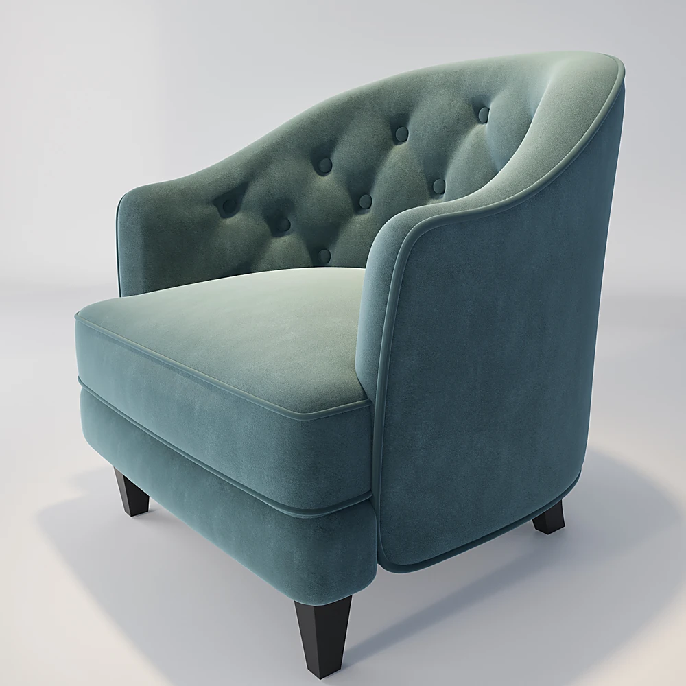 Classic Tufted Fabric Armchair (2)