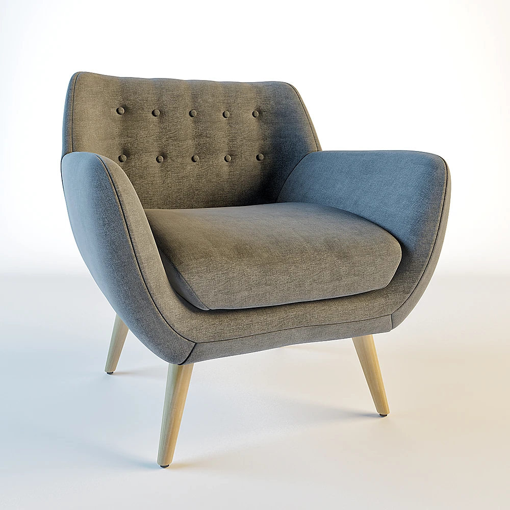 Fabric Accent Armchair with Wooden Legs