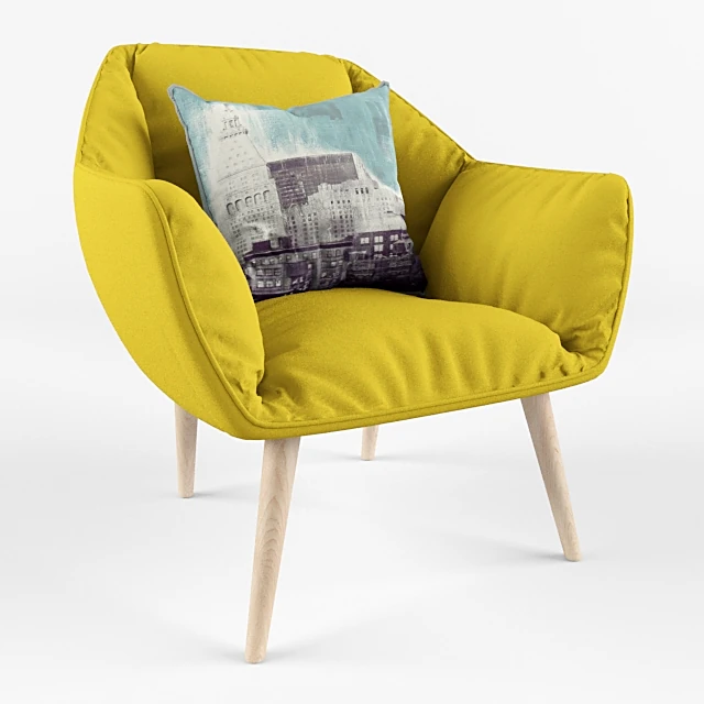 Modern Yellow Fabric Armchair