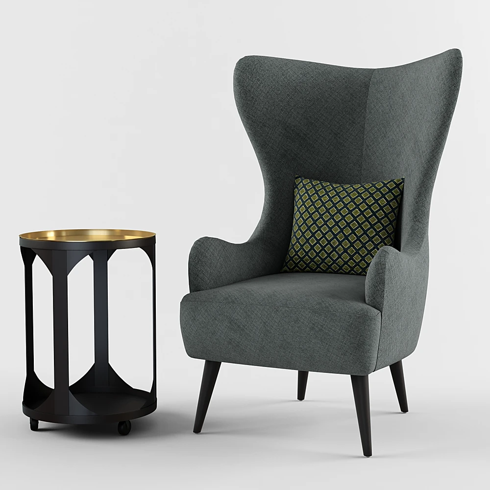 Armchair Set with Modern Side Table