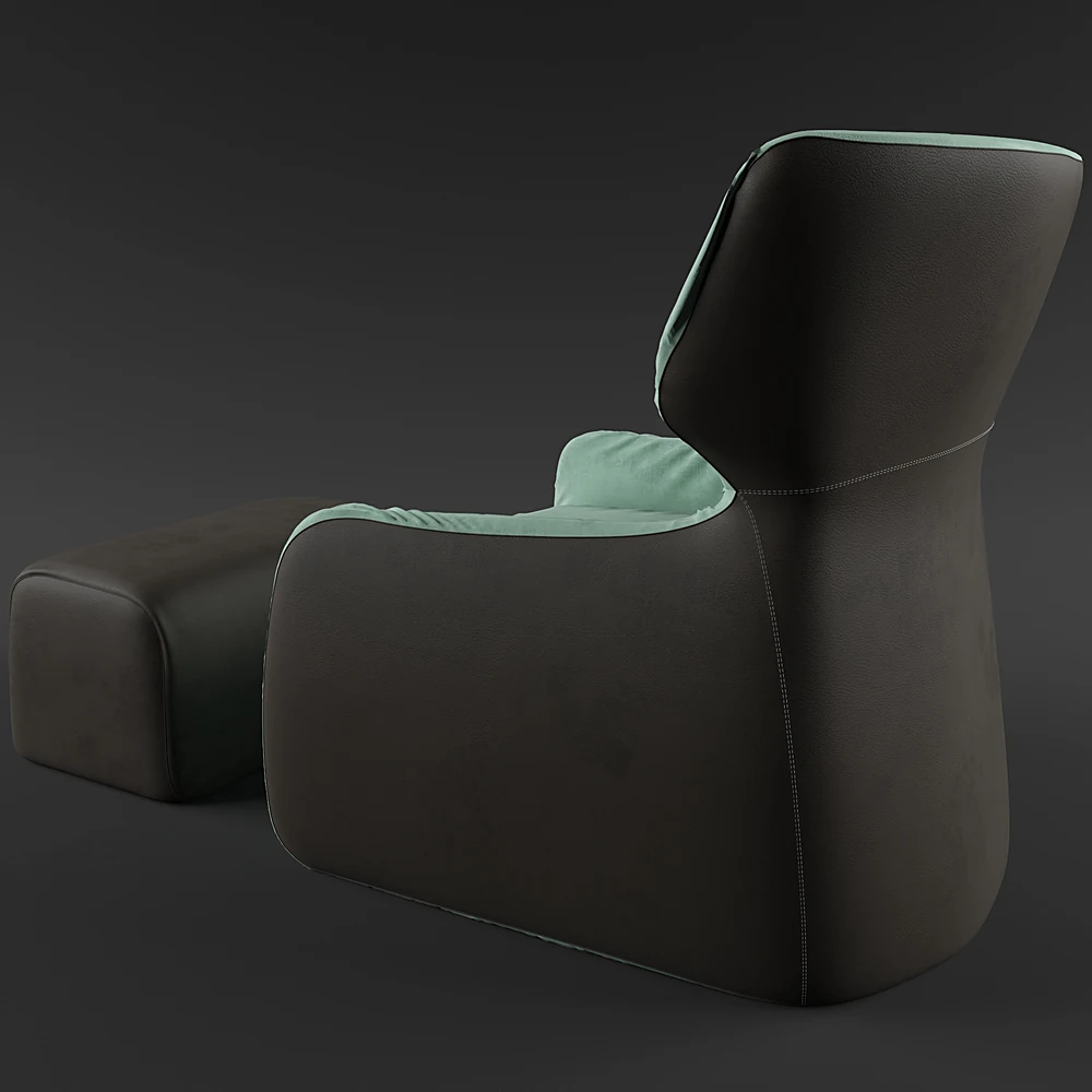 Armchair with Footrest and Two-Tone Upholstery (2)