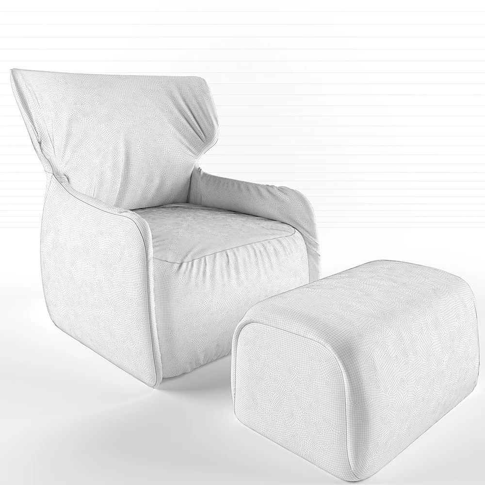 Armchair with Footrest and Two-Tone Upholstery (3)