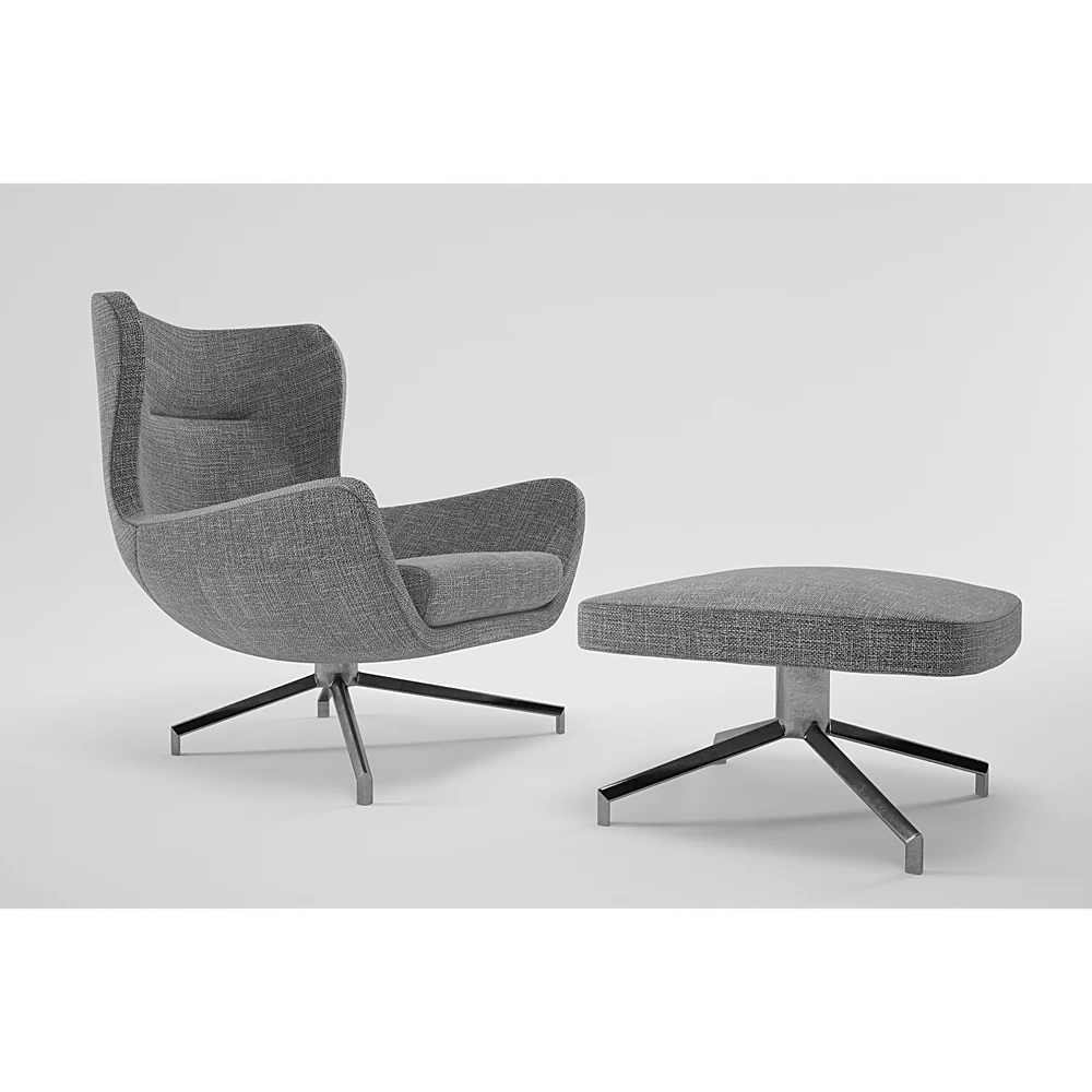 Armchair and Footrest Jensen by Minotti
