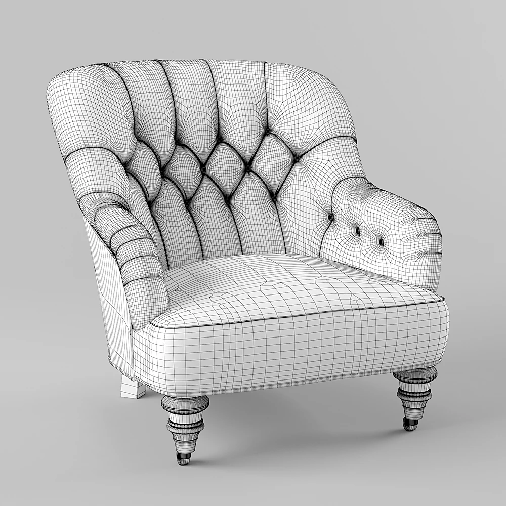 Tufted Linen Armchair with Casters (3)