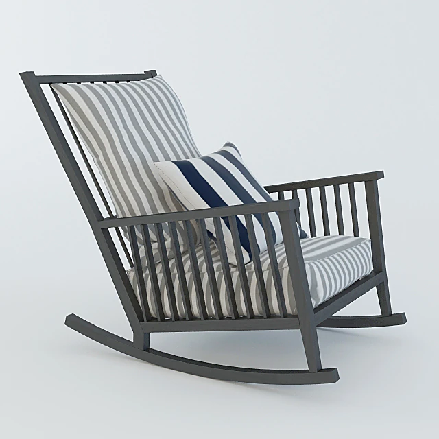 Classic Rocking Chair with Striped Cushions