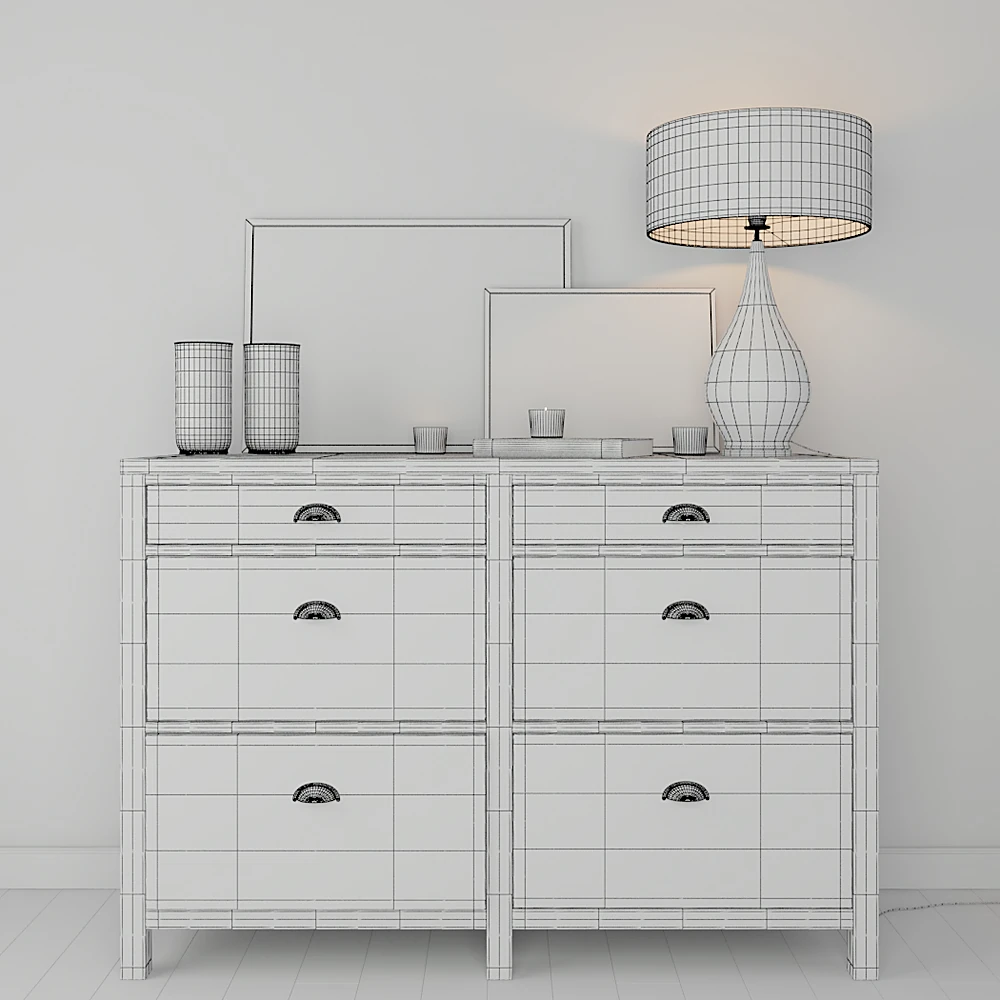 Decorative Set with Wooden Chest of Drawers and Decor (2)