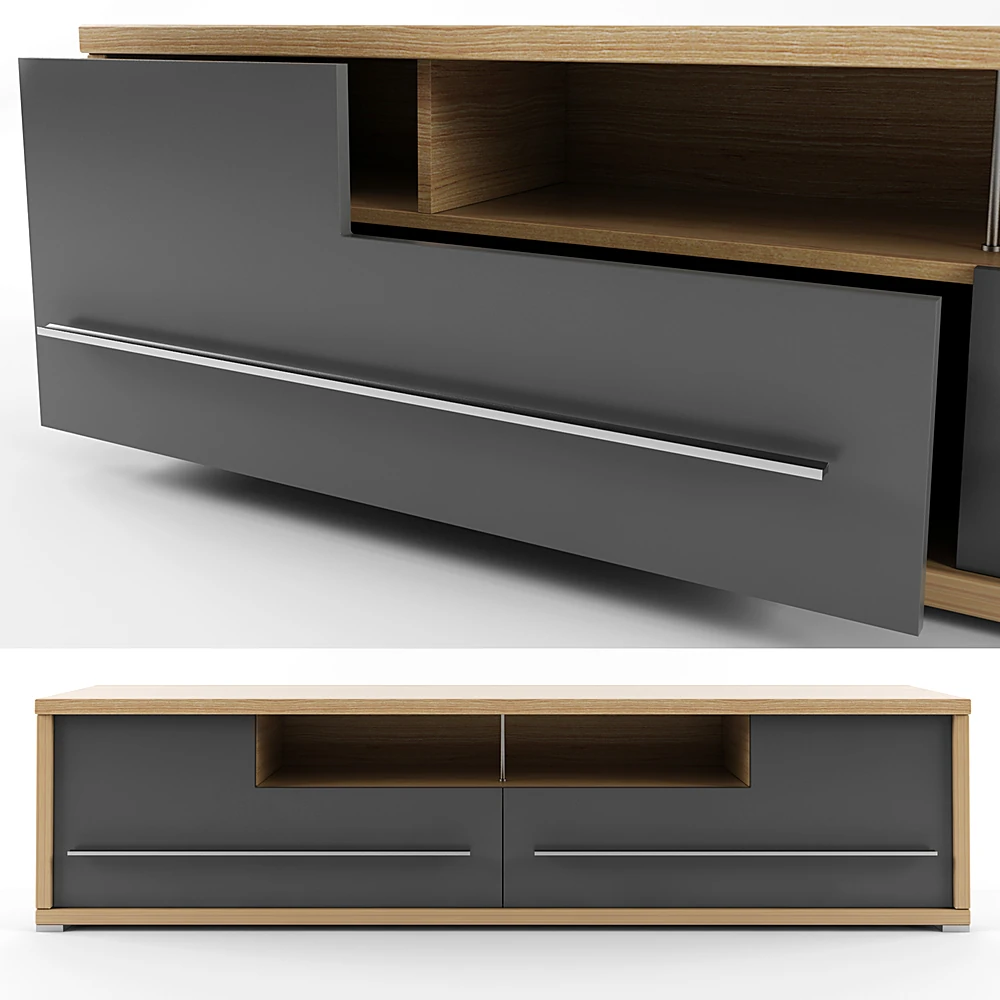 Modern Wood and Dark Grey TV Stand