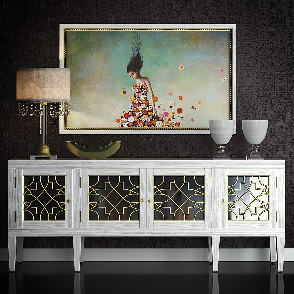 Sideboard with Gold Geometric Doors