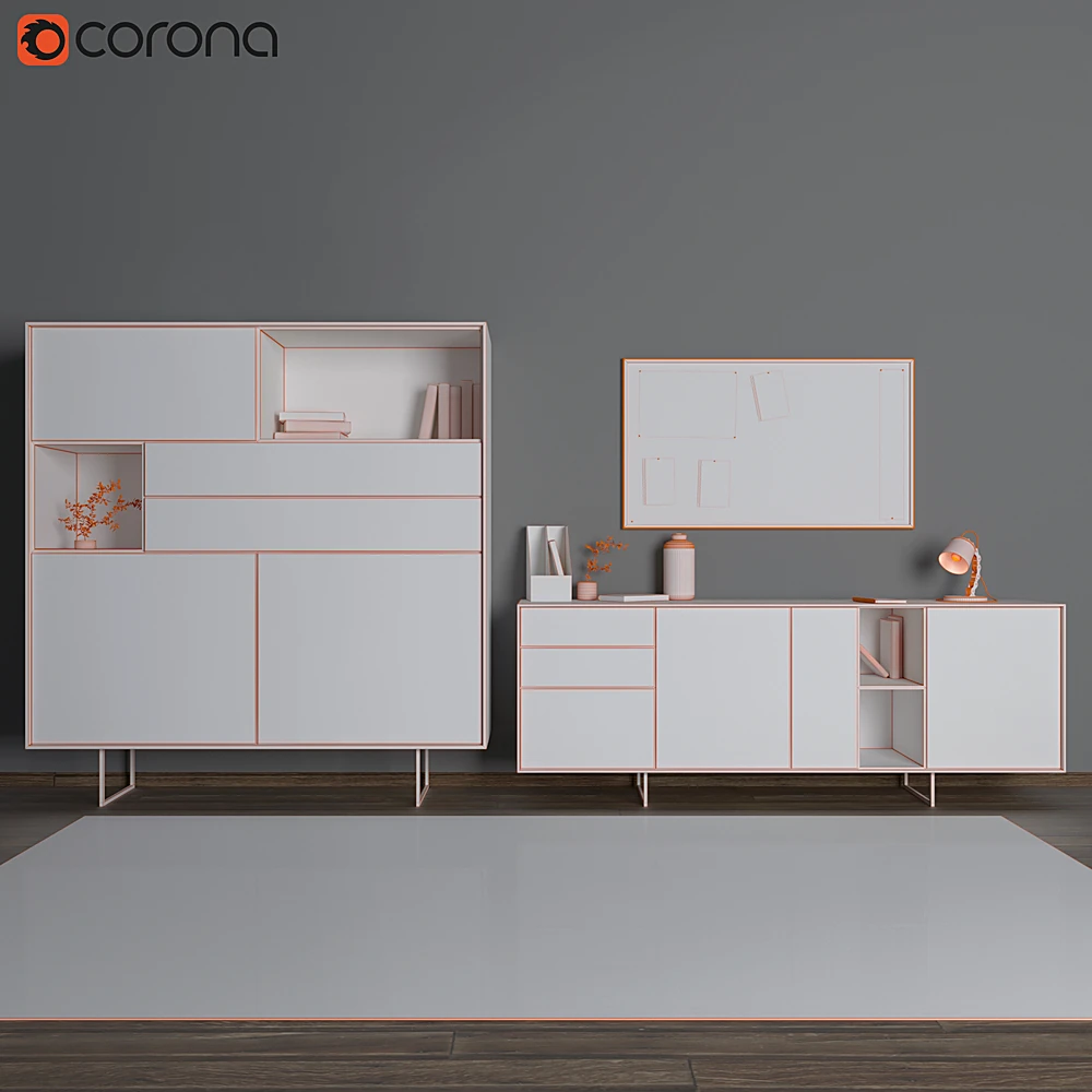 Modern Wardrobe and Chest of Drawers Set (3)