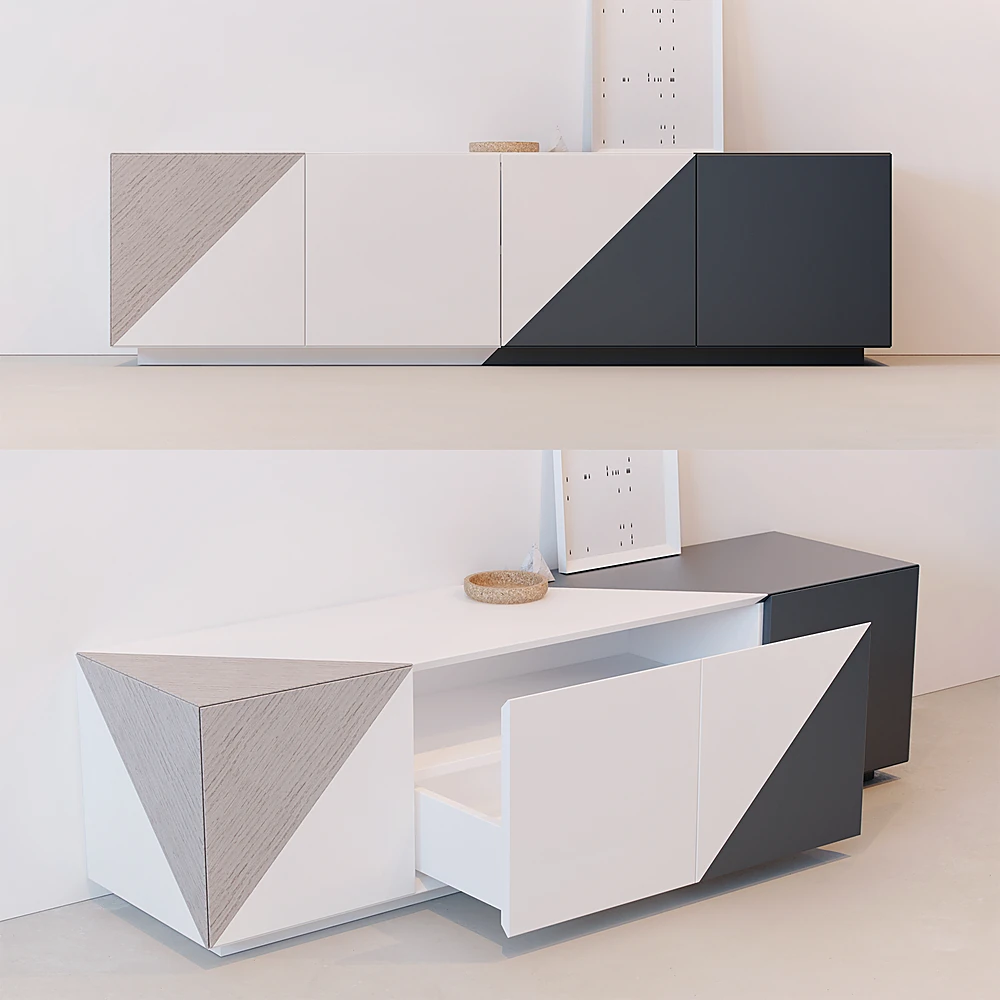Modern Sideboard with Geometric Facade
