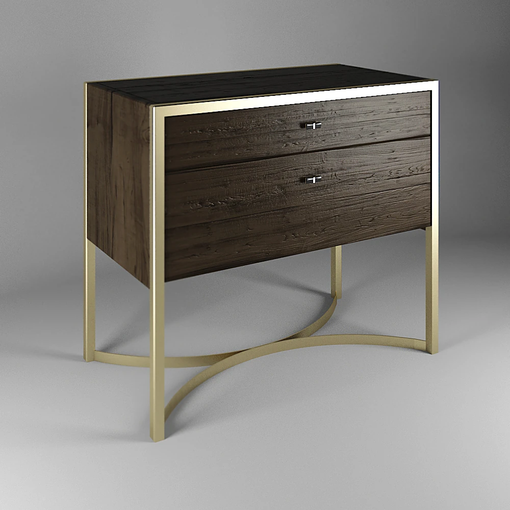 Chest of Drawers with Antique Oak and Brass
