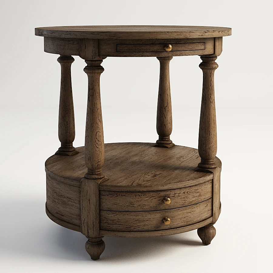 Round Side Table with Classic Wooden Design