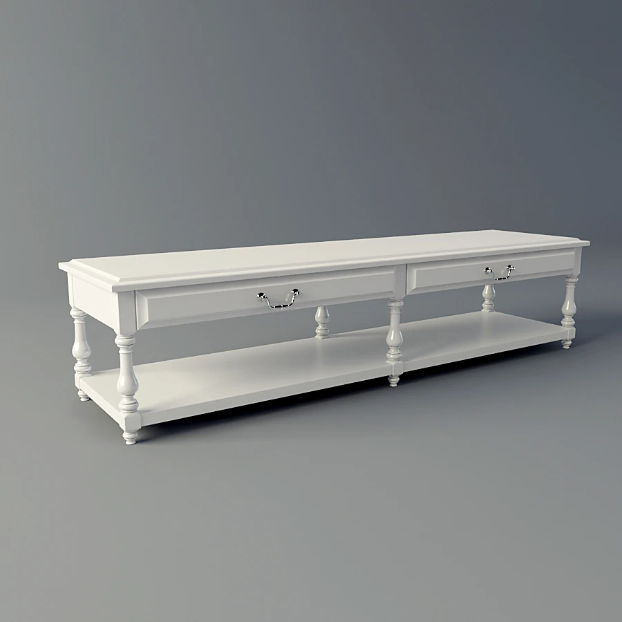 White Sideboard with Turned Legs and Storage