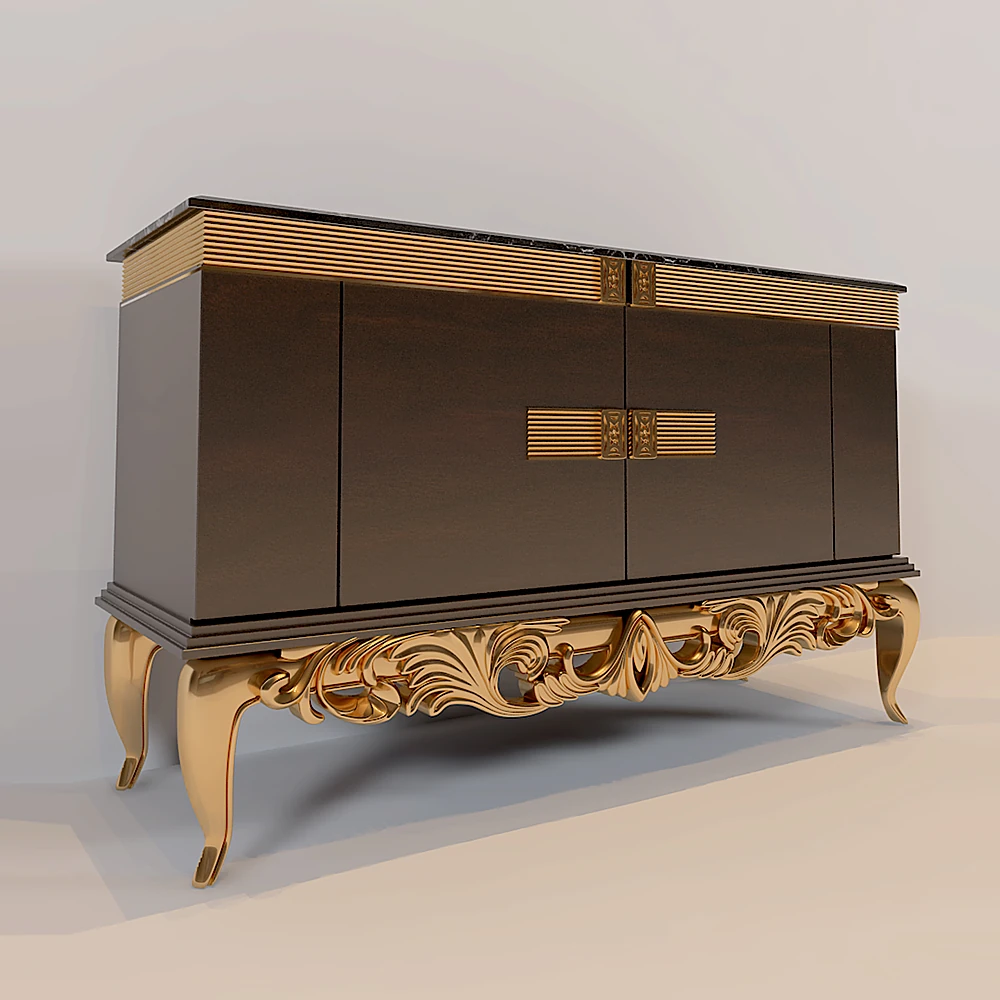 Classic Chest of Drawers with Ornate Gold Details