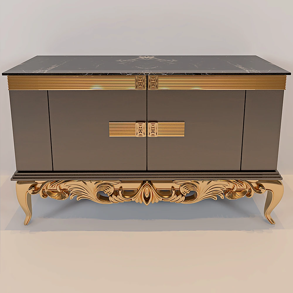 Classic Chest of Drawers with Ornate Gold Details (2)