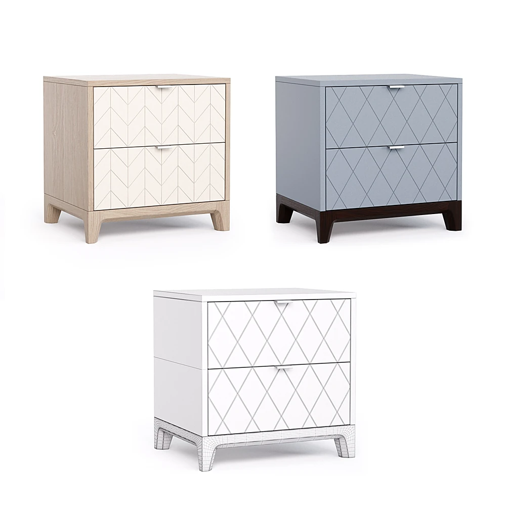 Bedside Table with Geometric Pattern Drawers